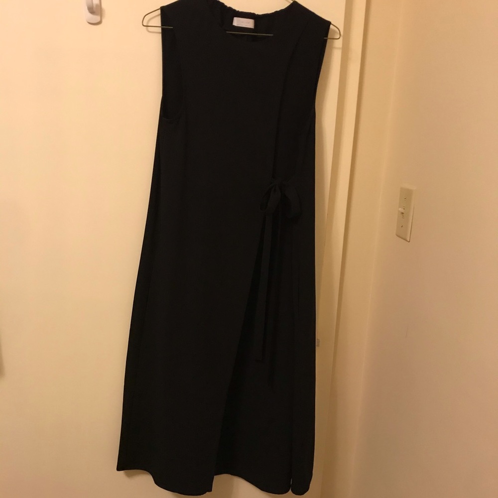 Oak & Fort Black Front-Tie 3/4 Length Tunic Dress